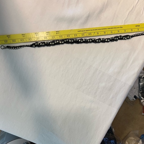 J Crew Black Fabric and Green Rhinestone Necklace - Picture 8 of 11